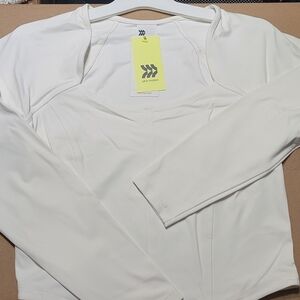 All in Motion Women's Cream/ Bone White EOS Crop Tee Long Sleeve Blouse